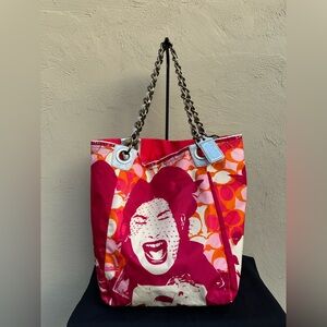 🩷🧡Vintage Y2K Coach Laughing Girl Parker Limited Edition Large Tote  13405🧡🩷